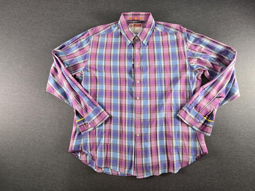 Robert Graham Mens XL Multicolor Plaid Long Sleeve Button Up Shirt Cotton Casual